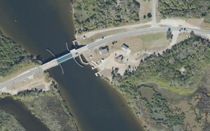 Aerial photo of the area around Highbridge Park, Volusia County