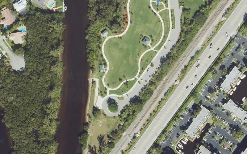 Aerial photo of the area around Hillsboro El Rio Park South Paddlecraft Launch, Palm Beach County