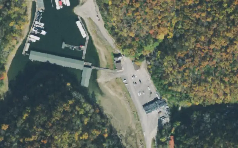 Aerial photo of the area around Horse Creek Resort, Clay County