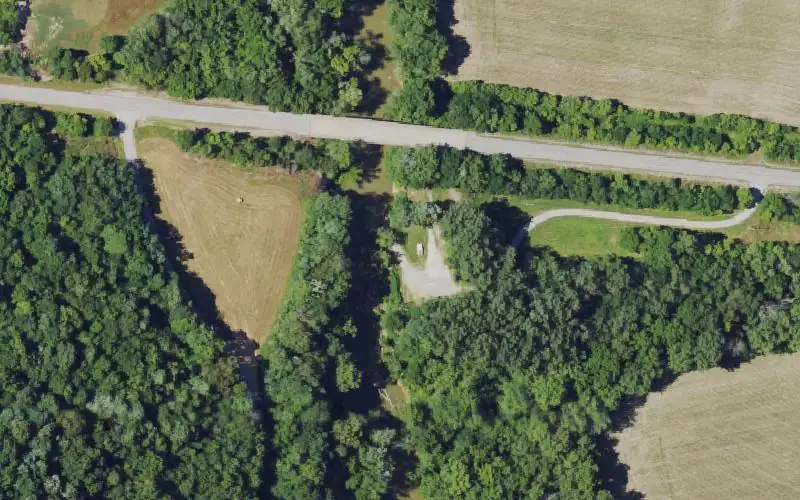 Aerial photo of the area around Howardstown Ramp, Nelson County