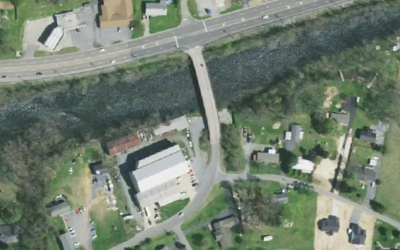Aerial photo of the area around Hunter Bridge, Carter County