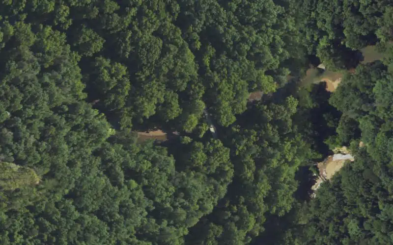 Aerial photo of the area around Hwy 715 Bridge Carry-Down, Wolfe County