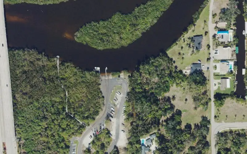 Aerial photo of the area around Imperial River Canoe & Kayak Launch, Lee County