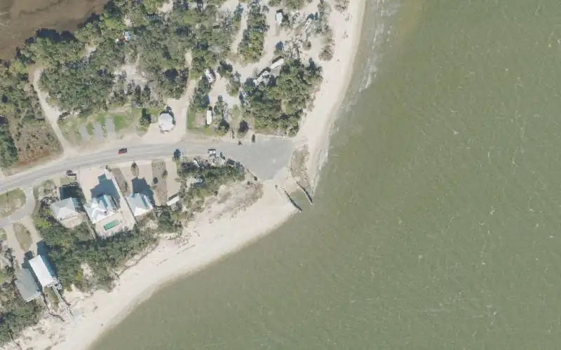Aerial photo of the area around Indian Pass Beach Public Boat Ramp, Gulf County