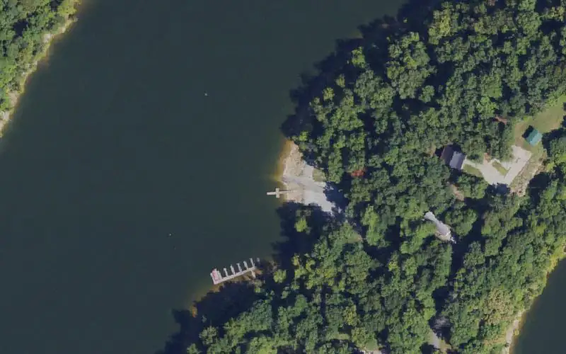 Aerial photo of the area around Indian Valley Ramp, Grayson County