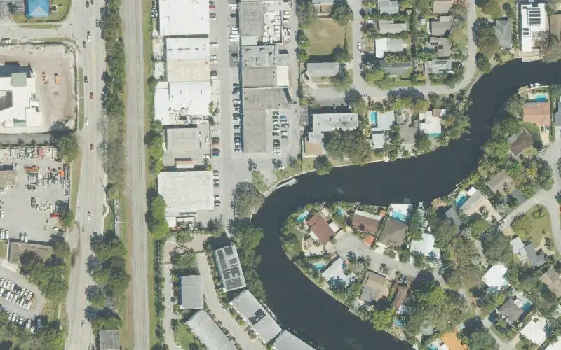 Aerial photo of the area around J. Dewey Hawkins Landing - Kayak Launch Dock, Broward County