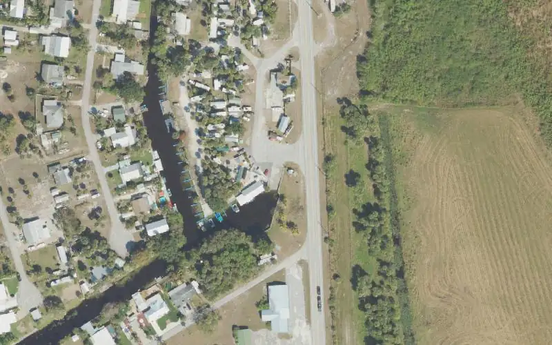 Aerial photo of the area around J & S Marina, Martin County