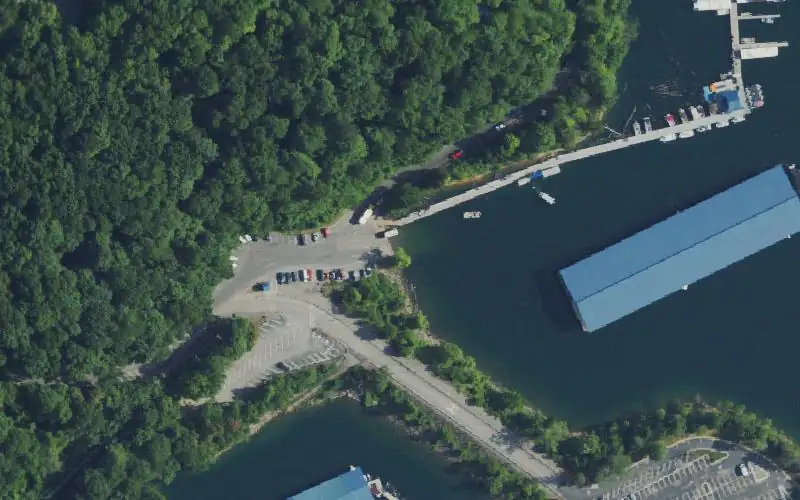 Aerial photo of the area around Jamestown Marina, Russell County