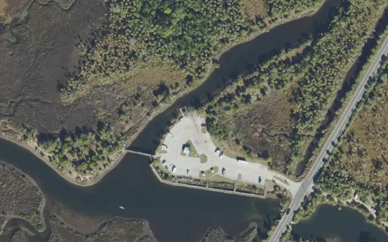 Aerial photo of the area around Jenkins Creek Park and Public Boat Ramp, Hernando County
