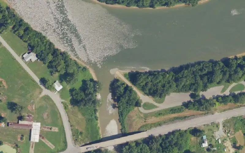 Aerial photo of the area around Jewel City Ramp, McLean County