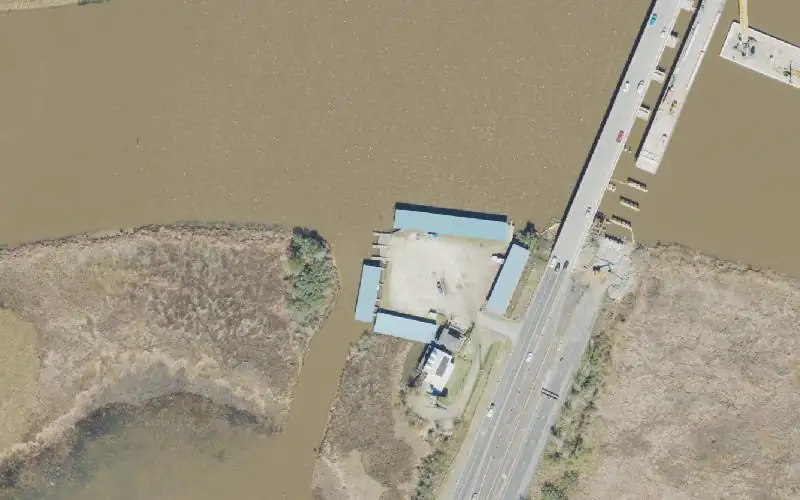 Aerial photo of the area around Jim's Fish Camp, Santa Rosa County