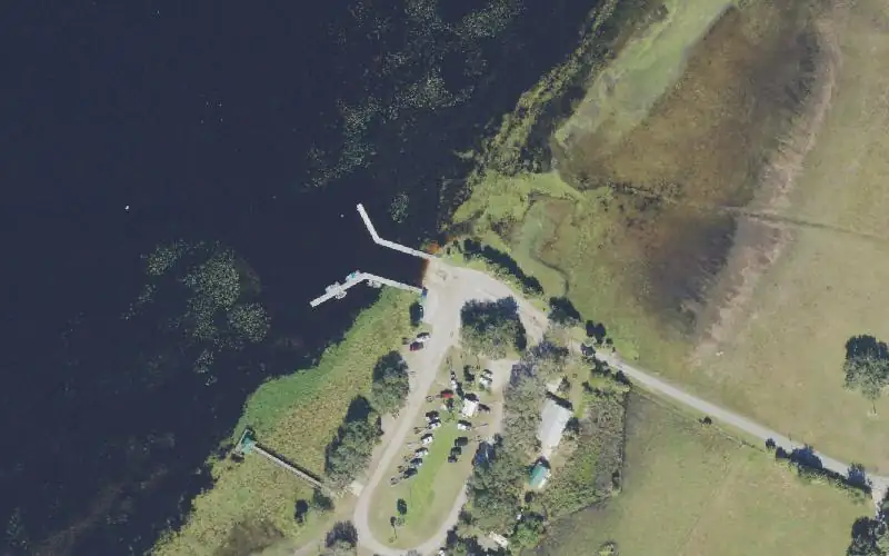 Aerial photo of the area around Joe Overstreet's Landing Public Boat Ramp, Osceola County
