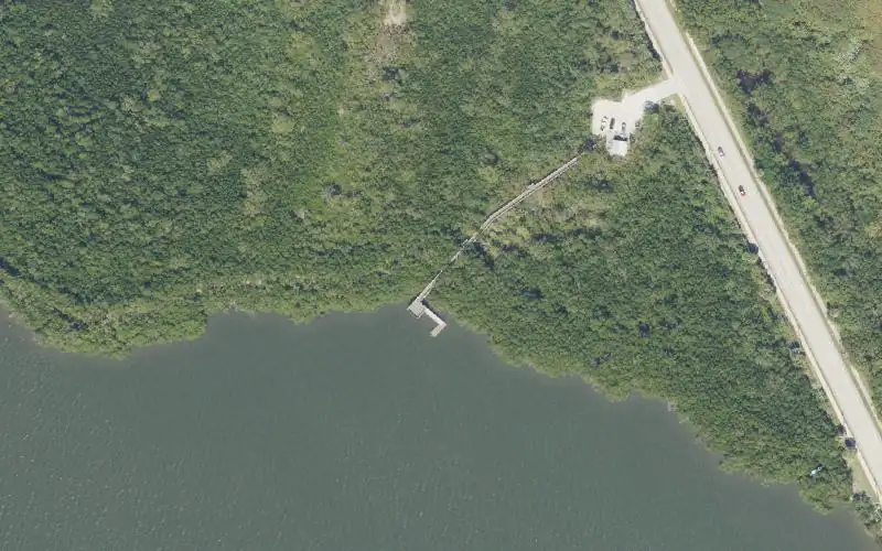 Aerial photo of the area around Joe's River Park Paddlecraft Dock, Martin County