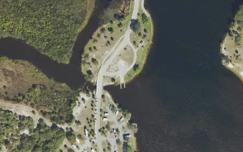 Aerial photo of the area around John Prince Park Campground Boat Ramp, Palm Beach County