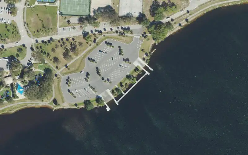 Aerial photo of the area around John Prince Park Public Boat Ramp, Palm Beach County