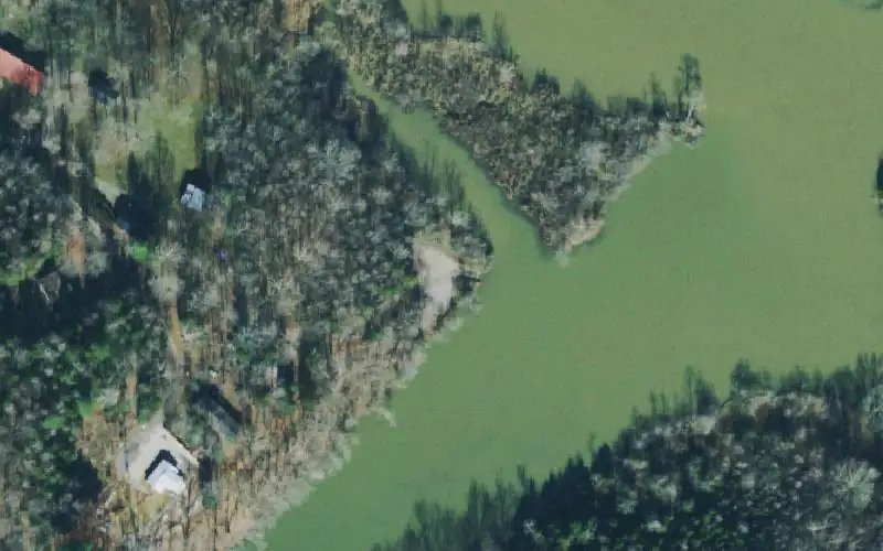 Aerial photo of the area around Johnson creek gravel ramp , Dickson County