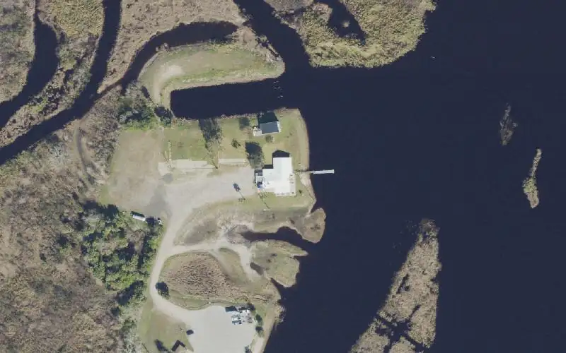 Aerial photo of the area around Jolly Gator Fish Camp, Seminole County