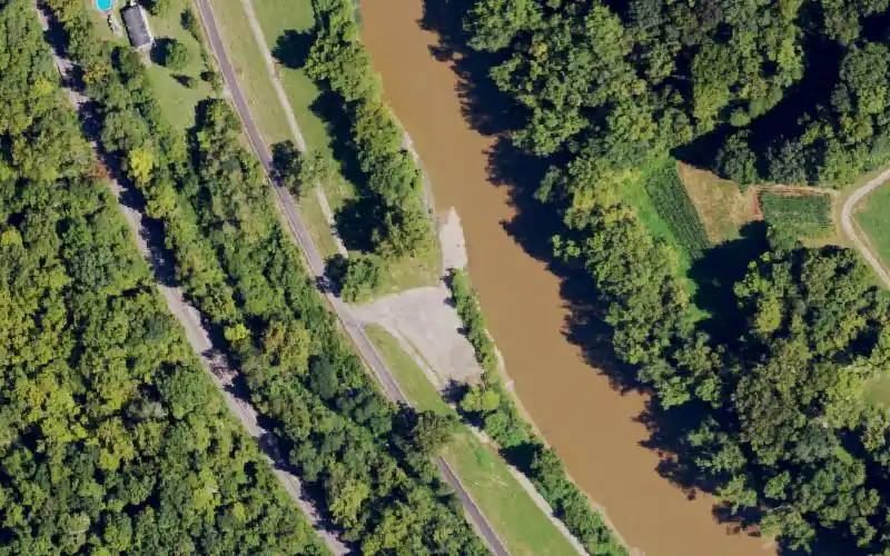 Aerial photo of the area around Kenton Co. Park Ramp (Locust Pike Park), Kenton County