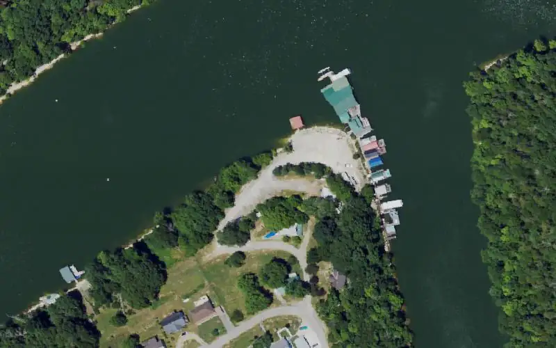 Aerial photo of the area around Keys Landing Boat Ramp, Boyle County
