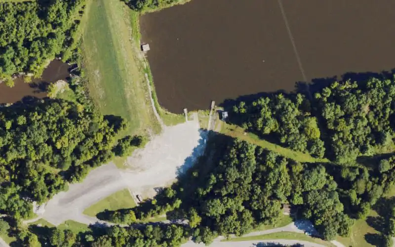 Aerial photo of the area around Kincaid Dam Ramp, Pendleton County