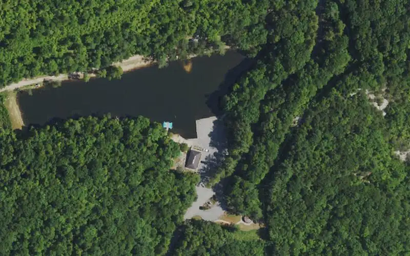 Aerial photo of the area around Kingdom Come Lake, Harlan County