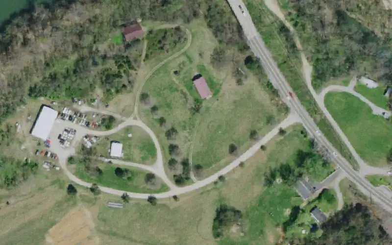 Aerial photo of the area around Kinser Bridge, Greene County
