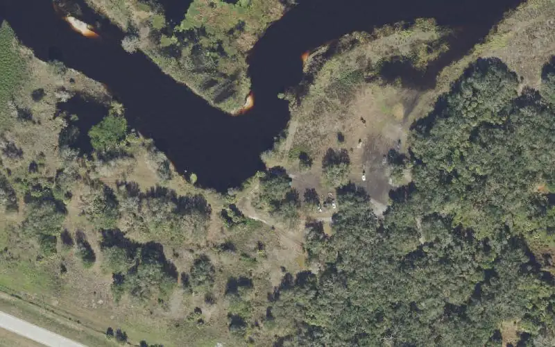 Aerial photo of the area around Kissimmee River Public Use Area - 4 E's Canoe and Kayak Launch, Highlands County