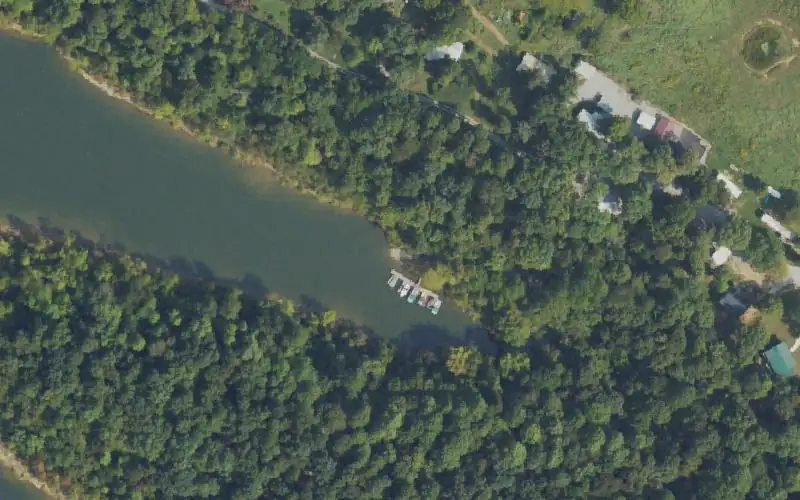 Aerial photo of the area around L.C. Likens Ramp, Grayson County