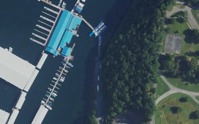 Aerial photo of the area around Lake Cumberland State Park Marina and Ramp, Russell County