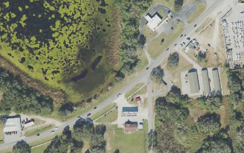 Aerial photo of the area around Lake Dell Primitive Roadside Access, Polk County