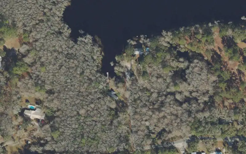 Aerial photo of the area around Lake Ellen Primitive Boat Ramp (25 hp Max, No PWC), Wakulla County