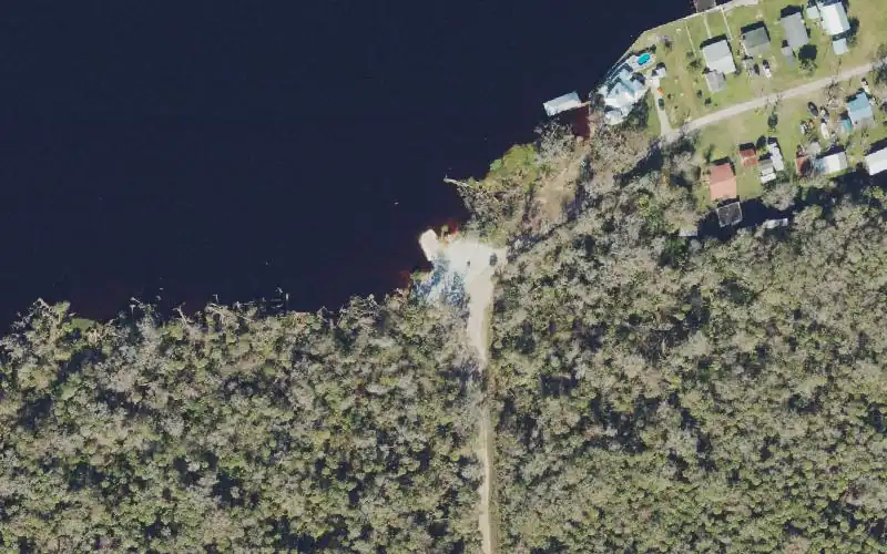 Aerial photo of the area around Lake George - Volusia Wharf Boat Ramp, Lake County