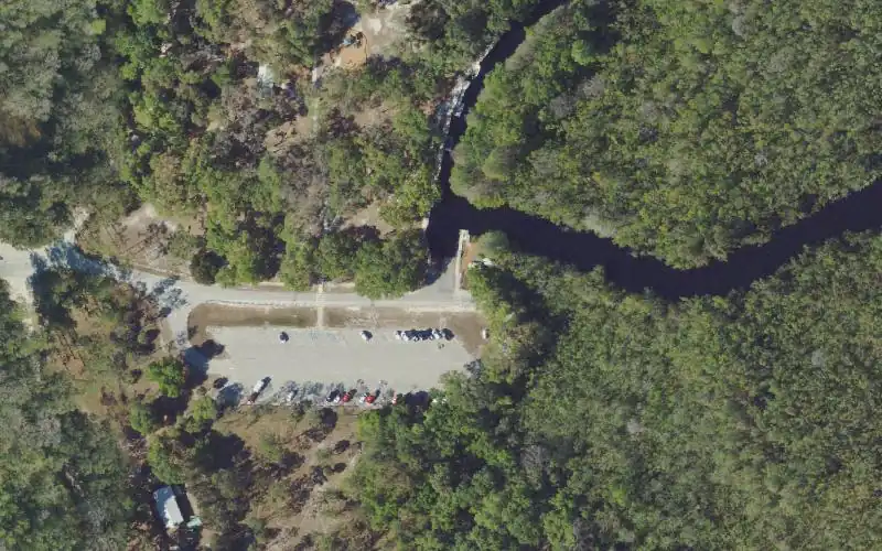 Aerial photo of the area around Lake Griffin State Park Boat Ramp, Lake County