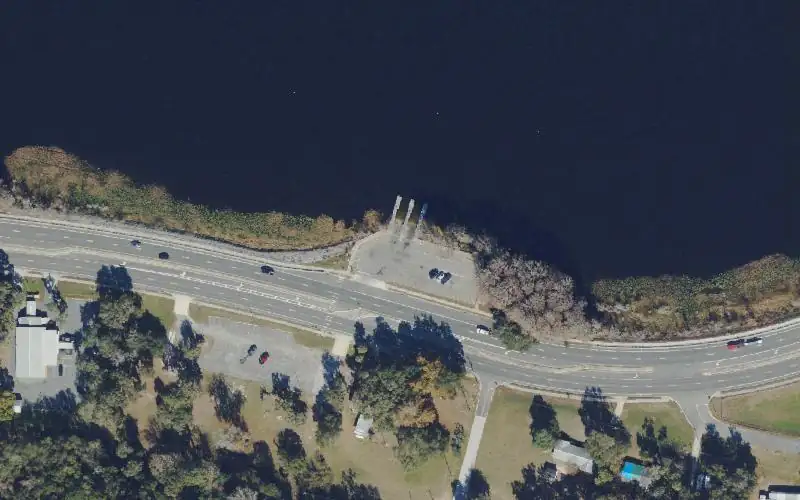 Aerial photo of the area around Lake Henderson Public Boat Ramp on State Road 44, Citrus County