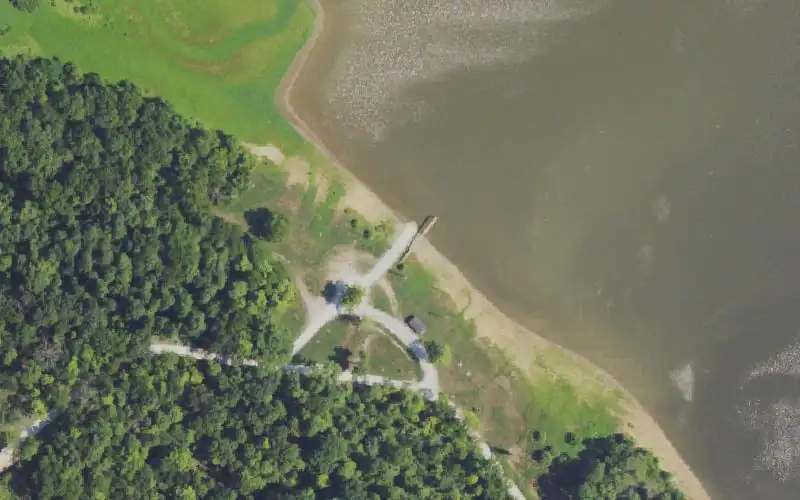 Aerial photo of the area around Lake Morris Ramp, Christian County