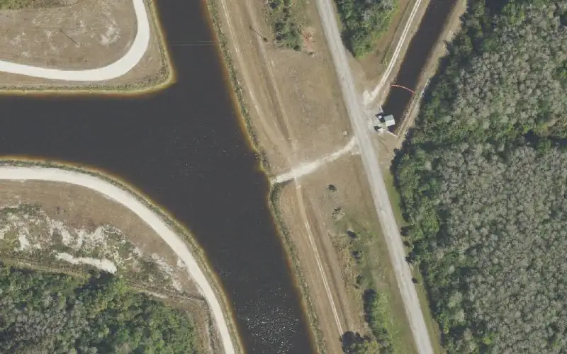 Aerial photo of the area around Levee 28 Interceptor Canal north of S-190 - Primitive Boat Ramp, Hendry County