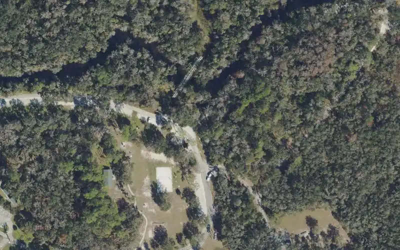 Aerial photo of the area around Lithia Springs Park Canoe Launch, Hillsborough County