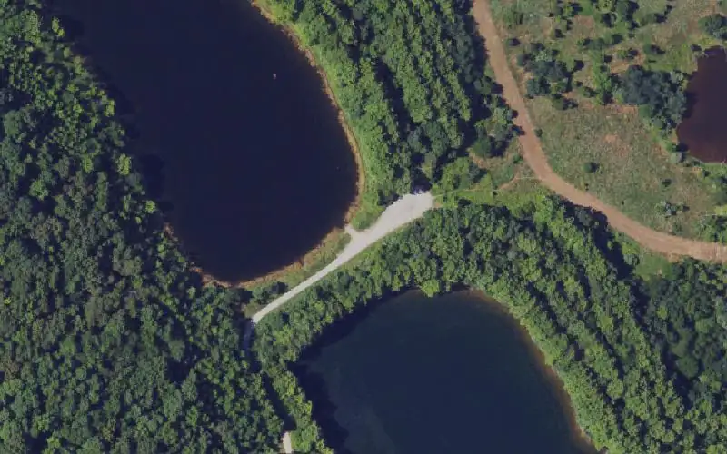 Aerial photo of the area around Little Gill Pond Ramp, Ohio County