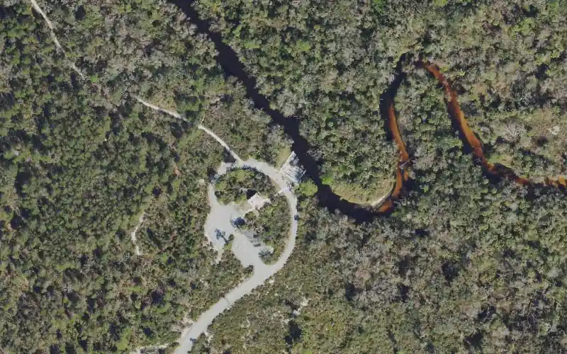 Aerial photo of the area around Little Manatee River State Park - River Steps Canoe Launch (TEMPORARILY CLOSED), Hillsborough County