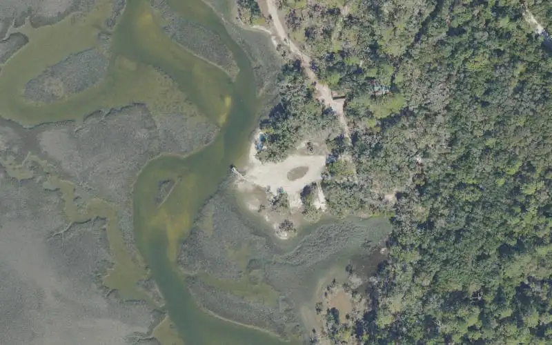 Aerial photo of the area around Little Talbot Island State Park - Campround Paddlecraft Launch (Registered Campers Only), Duval County