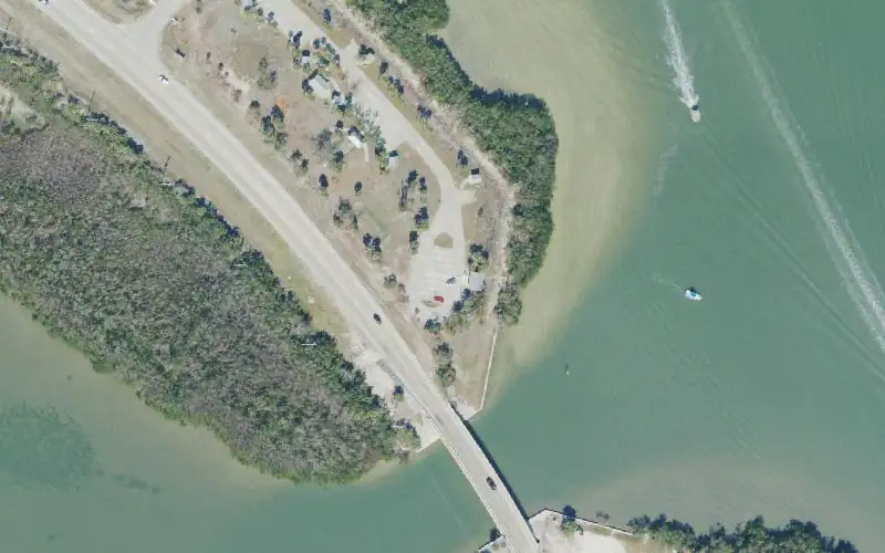 Aerial photo of the area around Lovers Key State Park - Little Carlos Pass Kayak Access, Lee County
