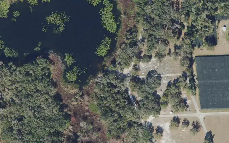 Aerial photo of the area around Lower Lake Louise Primitive Boat Launch, Volusia County
