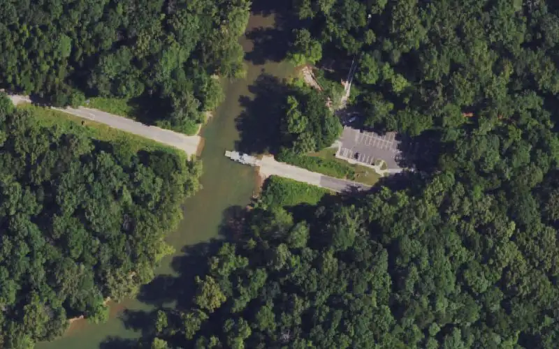 Aerial photo of the area around Mammoth Cave Ferry, Edmonson County