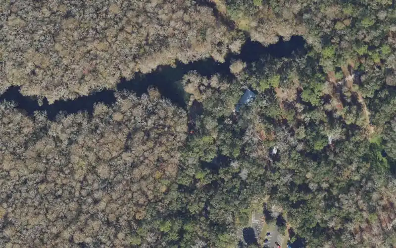 Aerial photo of the area around Manatee Springs State Park - Canoe Launch, Levy County