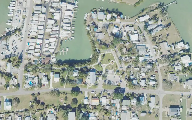 Aerial photo of the area around Margood Harbor Park Kayak Launch, Collier County