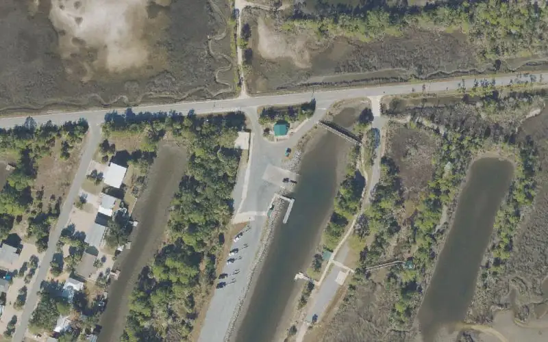 Aerial photo of the area around Mashes Sands Park Boat Ramp, Wakulla County