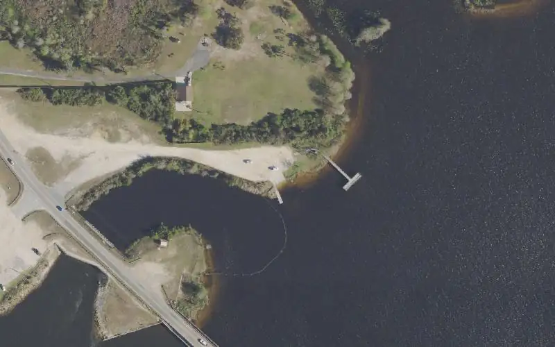 Aerial photo of the area around McCall-Everitt Park - Deer Point Lake Draw Down Boat Ramp, Bay County