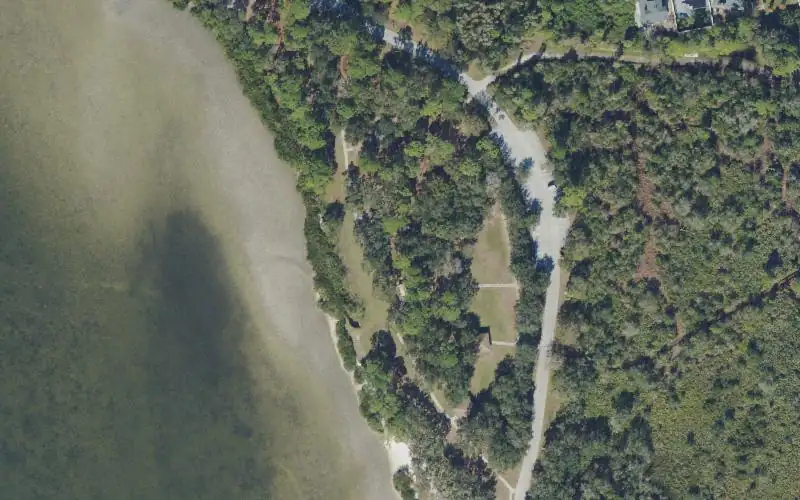 Aerial photo of the area around Mobbly Beach Park Kayak Launch, Pinellas County