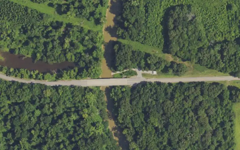 Aerial photo of the area around Montezuma Bridge - Hwy 120, Webster County