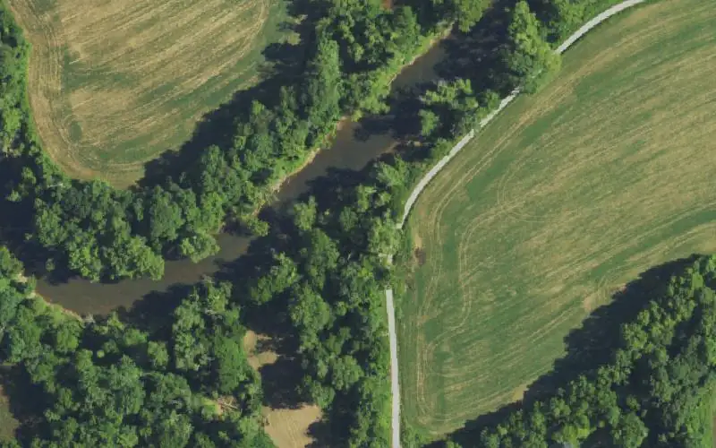 Aerial photo of the area around Moore's Ferry, Bath County